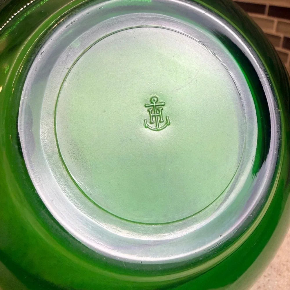VTG Anchor Hocking Forest Green Glass Mixing Bowl Vintage Mid Century 6